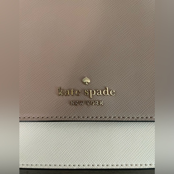 NWOT, Kate Spade Tan, Cream & Black Leather Crossbody Bag with Gold Chain - Picture 7 of 8